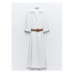 BELTED SHIRTDRESS Formal Button-up Dresses With Belted Cuffs, White Collared Shirt Dress For Work, Classic V-neck Shirt Dress For Work, White Shirt Dress For Work, Elegant Belted Shirt Dress For Day Out, Semi-formal Button-up Dress With Button Cuffs, Collared White Midi Dress For Work, Elegant Shirt Dress With Roll-up Sleeves For Daywear, White Collared Midi Dress For Work