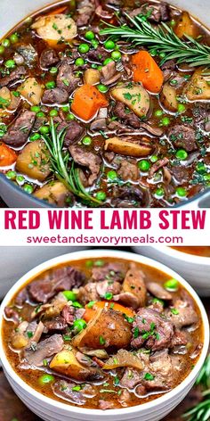 red wine lamb stew with carrots, potatoes and green onions