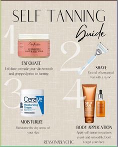 Click link to shop 🩷 #reasonablychic Self-tanning instructions, step-by-step tanning guide, self-tanning tips, sunless tanning tutorial, how to apply self-tanner, achieving a natural tan at home, self-tanning for beginners, sun-kissed skin advice, safe tanning techniques, self-tan product recommendations, flawless sunless tan steps. How To Self Tan, Tanning Guide, Self Tanning Tips, Tanning Routine, Safe Tanning, How To Tan Faster, Best Self Tanner, Skin Advice, How To Get Tan