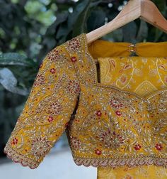 "Elevate your elegance with our Designer Zardosi Maggam Work Blouses! ✨ Crafted from luxurious Half Pattu or Raw Silk, each blouse is a stunning blend of tradition and modern artistry. Choose from a variety of customizable colors and sizes for a perfect fit! Available unstitched for ₹10000or stitched for ₹10500, these timeless pieces will transform your wardrobe. 🌸 Ready to dispatch in just 4 days, ideal for any occasion! Add grandeur and grace to your style with these intricately designed b... Maggam Work Lehenga, Heavy Embroidery Blouse Designs, Blouse Zardosi Work Design, Maggam Work Designs For Pattu Sarees, New Maggam Work Designs, Heavy Maggam Work Blouses, Maggam Work Blouse Designs Bridal Heavy, Maggam Work Blouse Designs Bridal, Bridal Work Blouse Designs