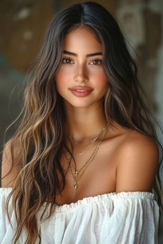 Olive Tan Skin Hair Color, Olive Skin Highlights Hair, Asian Brunette Hair, Brown Hair Olive Skin, Hair Colors For Brown Skin, Imvu Profile, Different Hair Color Ideas, Hair Tan Skin, Deer Woman