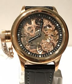 Invicta Russian Diver Mechanical Skeletonized Dial Rose Gold 52mm Case Black Leather Strap Mens Watch Condition is New with tags Please contact me with any questions. Steampunk Automatic Watch For Formal Occasions, Rose Gold Automatic Watch As A Gift, Rose Gold Automatic Watch As Gift, Rose Gold Automatic Watch For Gift, Rose Gold Automatic Watch Gift, Timeless Rose Gold Watch Accessories With Skeleton Dial, Gold Steampunk Watch With Skeleton Dial, Steampunk Watch With Skeleton Dial, Rose Gold Watch Accessory With Skeleton Dial