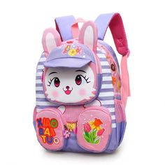 Perfect BackPack for your little one going to PreSchool or KinderGarten. Description: Special 3 Pockets in Front Cutest Quirky Design with a Cap in Bunny Ears Bottle Holders Comfortable Cushioned Shoulder Straps Main Material: Polyester Gender: Unisex Closure Type: zipper Type: Backpack Pattern Type: Animal Prints Dimensions : 24(L)X11(W)X31(H)cm Disclaimer : 1.Due to the light and monitors effect, colors may have lightly difference. 2.Please allow 0.5-1cm errors due to manual measurement. Thank Kindergarten Backpack, Backpack Cute, Kids School Backpack, Backpack Pattern, Kids Backpack, School Bags For Girls, Cute Backpacks, School Bags For Kids, Blue Backpack