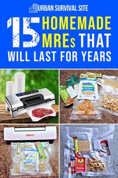 Learn to make these homemade MRE recipes that are perfect for emergencies and survival situations and last for years. Diy Mre, Survival Skills Emergency Preparedness, Emergency Survival Kit, Emergency Preparedness Kit, Survival Skills Life Hacks, Emergency Preparation