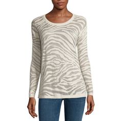 A.N.A Long-Sleeve Animal Burnout Sweater Sizes Xs, M New Oatmeal Zebra Pair This Exotic Burnout Sweater Over A Sleek Camisole To Give Your Wardrobe Added Texture And Style. Roundneck 1x1 Rib At Collar Long Sleeves Misses: 27½" Length Petite: 25-26½" Length Cotton/Polyester Hand Wash, Dry Flat Women's Puffer Coats, Metallic Shorts, Black Pullover Sweater, Army Fashion, Waffle Knit Sweater, Cardigan Sweater Jacket, Long Sweaters Cardigan, Casual Work Outfits, Lightweight Cardigan