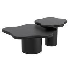 two black tables sitting next to each other