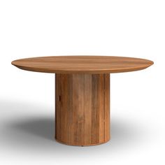 a round wooden table on an isolated white background with no one around it to see