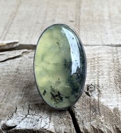 Large Oval Apple Green Prehnite with Crystals and Black Flecks Dark Patina Sterling Silver Statement Ring |  Prehnite Ring | Oxidized Silver by GildedBug on Etsy Green Oval Prehnite Rings, Handmade Oval Moss Agate Ring, Nickel-free Green Oval Jewelry, Nickel-free Green Agate Jewelry, Lime Green Sterling Silver Gemstone Jewelry, Faceted Oval Green Gemstones, Statement Ring Silver, Oxidized Silver, Etsy Finds