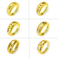 Customize a name ring for your special one. This family ring can be a commemoration to keep your beloved ones around you. Elegant and stylish, the shinny birthstones ring will attract the attention of others in the crowd. Engrave a special message, names of your family and choose Birthstones to add unique charming and beauty to the ring. It will be the best gift she'll never want to take off. Ring With Birthstones, Birthstones Ring, Infinity Symbol Necklace, Message Names, Mother Necklace Personalized, Family Ring, Family Rings, Silver Monogram, Name Ring