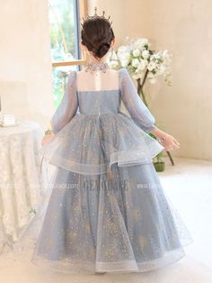 10% off now|Free shipping world-wide. Dreamy Sparkly Long Tulle Girls Prom Dress with Sequins Sleeves at GemGrace. Click to learn our pro custom-made service for wedding dress, formal dress. View #FlowerGirlDresseswithSleeves for more ideas. Prom Girl Dresses, Sequin Sleeve, Prom Dress