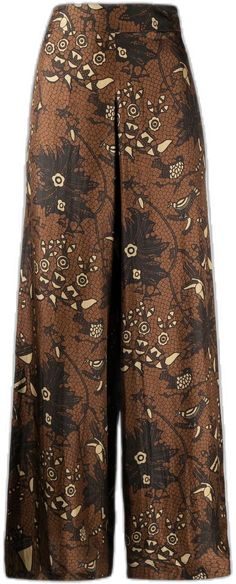 Silk Palazzo Pants, Pants Brown, Palazzo Pants, Silk Printing, Floral Prints, Silk, Floral, Pants, Trousers