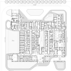 an architectural drawing shows the floor plan for a building with multiple floors and lots of windows