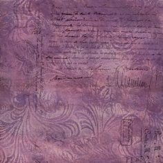 an old purple paper with writing on it