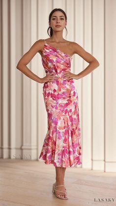 Lasaky - Stylish Wraparound Dress with Intricate Fishbone Motif Luxury Fitted Strapless Dress For Garden Party, Luxury Strapless Midi Dress With Floral Print, Woman Sleeve, Wraparound Dress, Colorful Midi Dress, Fishtail Skirt, Wrap Around Dress, Design Dress, Asymmetrical Design