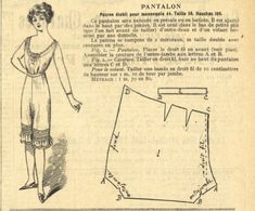 an old fashion sewing pattern for a woman's dress, with the words pantalon on it