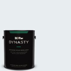 a black paint can with the words dynastiy on it's side