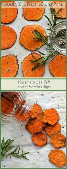 rosemary and sea salt sweet potato chips are the perfect side dish for any meal or appetizer