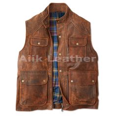 Men Vest Genuine Cowhide Leather Vest with Multi Pockets Fisherman Tactical Hunting Cargo Waistcoat Safari Shooting Cargo Vest Gift For Him *return policy* We do not compromise on quality and comfort. Return and Refund Policy: This item includes a 100% Money Back Guarantee! If you are not completely satisfied with your purchase for any reason, you received damaged, faulty product or you did not receive the size that you originally ordered, just send it back to our return address and we will issu Brown Outerwear With Side Pockets For Outdoor Activities, Rugged Outerwear With Pockets For Outdoor Work, Rugged Outdoor Leather Jacket, Outdoor Leather Jacket With Multiple Pockets, Rugged Outdoor Work Outerwear With Pockets, Leather Winter Outdoor Vest, Brown Outerwear With Pockets For Outdoor Work, Tactical Hunting Outerwear With Multiple Pockets, Rugged Outdoor Outerwear With Double-needle Stitching