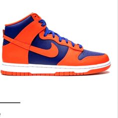 Nike Dunk Highs Knicks Orange And Blue Sneakers (Worn Twice Only) Orange Sporty High-top Sneakers With Rubber Sole, Sporty Blue High-top Sneakers With Gum Sole, Orange High-top Sneakers With Rubber Sole For Streetwear, Orange High-top Streetwear Sneakers With Rubber Sole, Blue High-top Sneakers With Rubber Sole For Jogging, Orange Sneakers With Boost Midsole For Streetwear, Sporty Orange High-top Sneakers For Streetwear, Orange Lace-up Sneakers For Jogging, Blue High-top Sneakers For Jogging With Branded Insole