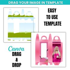 two different images with the words drag your image in template and then use them to make it