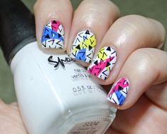 Nails 90s, 80s Nails, Triangle Nails, Geometric Nails, 90s Nails, Es Nails, Tout Rose, Geometric Nail Art, Gel Acrylic Nails