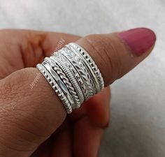 Stacking rings, stackable rings, stack rings, set of 8 ring, Sterling silver bands, Silver band rings, Ring stacks, Silver stackable rings. Metal:  Sterling Silver Ring Style : Stacking Ring Ring Size : 3- 15 US Weight : 5-10 Gm Approx Ring Size: All Size Available : Our Goal is 100% Customer Satisfaction :- -: We use Pure Copper Jewelry -: All Products Description are 100% Exact:- All Our Jewelry Is 925 Stamped. Our products are totally handmade and made with high-quality gemstones and sterling silver. FAST, FREE SHIPPING AND HANDLING TIME Handling Time: We take handling time of 3-5 Business Day from the date of receipt of the payment after receiving cleared payment. Shipping Services: The shipping company takes 7-14 business days to deliver the product to the US. 11-21 days for Internati Cheap Sterling Silver Stackable Rings, Cheap Stackable Sterling Silver Midi Rings, Cheap White Sterling Silver Stackable Rings, Cheap Nickel-free Sterling Silver Stackable Rings, Cheap Nickel Free Sterling Silver Stackable Rings, Cheap Classic Silver Stackable Rings, Silver Stackable Rings, Silver Band Rings, Rings Stack