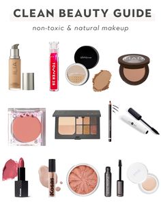 Struggling to find non-toxic makeup products that actually work? In this post, I've rounded up the best clean makeup products in each category. Clean Beauty Products Skin Care, Non Toxic Eyeshadow, Natural Makeup Drugstore, Clean Makeup Products Drugstore, Clean Make Up Products, Best Non Toxic Makeup, Best Clean Makeup Brands, Best Clean Beauty Products, Best Natural Makeup Products