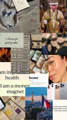 the collage shows many different things that are in this photo, including pictures and text