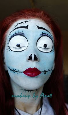 Sally Makeup, Makeup Zombie, Makeup Clown, Halloween Makeup Clown, Christmas Face Painting, Sally Nightmare, Sally Nightmare Before Christmas, Halloween Tattoo