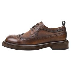 Formal Men's Shoes British Style Round Head Brock Carved Business Casual Leather Shoes Thick Soles Increase Shoes Wedding Shoes Upper Material: GENUINE LEATHER Upper-Genuine Leather Type: Cow Leather Pattern Type: Bordered Insole Material: Pig Split Fit: Fits larger than usual. Please check this store's sizing info Lining Material: GENUINE LEATHER Lining-Genuine Leather Type: pigskin Closure Type: Lace-up Season: Spring/Autumn Department Name: ADULT Occasion: Daily Toe Shape: round toe Outsole M Casual Leather Shoes, Shoes Wedding, Leather Pattern, Brown Shoe, British Style, Womens Slippers, Cow Leather, Wedding Shoes, Wallets For Women