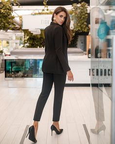 Fabric: Suit crepe Cotton 65%, Polyester 35% Blazer length is 27,1 inches or 69cm Sleeve length: 62cm/ 24,4in Vest length: 47cm/ 18,5in Pants outer seam length: 100 cm/ 39,3in Elegant Stretch Suits For Office, Fitted Straight Leg Outerwear For Business Casual, Elegant Stretch Blazer With Notch Lapel, Elegant Stretch Blazer For Business Casual, Fall Full-length Suits For Work, Elegant Stretch Business Blazer, Chic Straight-leg Suits For Workwear, Chic Straight Leg Suits For Work, Tailored Elastane Office Pantsuit