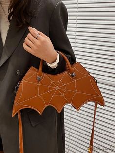 BirdinBag - Spider Web Bat Wing Crossbody Bag - Halloween Gothic Novelty Handbag with Pu Coin Purse Trendy Halloween Tote Bag, Everyday Halloween Tote Bag, Everyday Tote Bag For Halloween, Halloween School Shoulder Bag, Halloween School Crossbody Bag, Halloween Satchel Bags, Halloween School Tote Bags, Halloween Tote Bag For Daily Use, Trendy Rectangular Halloween Bag