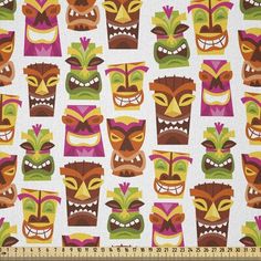 colorful tiki masks on white background stock photo, a picture of a colorful tiki masks