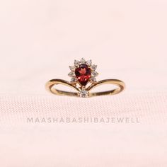 Pear Cut Natural Red Garnet Solitaire Ring, Engagement Ring, 18k Gold Vermeil Ring, Birthstone Ring, Dainty Weeding Ring, Garnet Jewelry SHOP LINK:- https://www.etsy.com/shop/MaaShabashibaJewell?ref=seller-platform-mcnav 》D E T A I L S《 Gemstone: 1) Natural Garnet 2) Natural White Topaz Gem Color: 1) Red 2) White Gem Shape: 1) Pear 2) Round Gem Category: Cut Gem Size: 4x6 mm Oval Metal: 925 Sterling Silver Purity: 925 Parts Per 1000 Setting Type: Prong Set Silver Polish: High Ring Size: All Size Red Toe Ring Jewelry For Weddings, Red Toe Ring For Wedding, Red Gemstone Toe Ring, Elegant Red Garnet Stackable Rings, Ruby Halo Ring For Promise Occasion, Ruby Halo Promise Ring, Ruby Rings For Proposal In Fine Jewelry Style, Elegant Red Gemstone Stackable Rings, Yellow Gold Ruby Rings With Halo Design