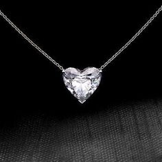 2.5 Carat Solitaire Heart Shape Diamond Pendant Necklace White Gold | HarryChadEnt.com Heart Shaped Diamond Necklace, Heart Shaped Diamond Pendant, White Gold Pendant Necklace, Woman Accessories, Heart Necklace Diamond, Diamond Solitaire Necklace, Diamond Necklaces, Vintage Things, Solitaire Necklaces