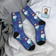 Our socks are made from breathable and soft materials, ensuring maximum comfort throughout the day. The gentle fabric feels great against your skin, providing a cozy and snug fit that is suitable for all-day wear. With the ability to personalize them with your own face or any other photo, these socks are truly one-of-a-kind.Whether you're lounging at home or out and about, these socks will keep your feet feeling comfortable and fresh.

What sets our customizable socks apart is the endless creati Comfortable Non-slip Socks For Gift, Comfortable Non-slip Socks As Gift, Doctor Friends, Gifts For Doctor, Socks Gifts, Face Socks, Socks Funny, Custom Socks, Funny Socks