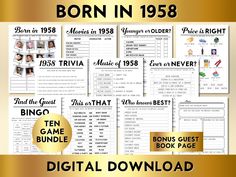 born in 1932 movie trivia game bundle with gold foil and black text on it