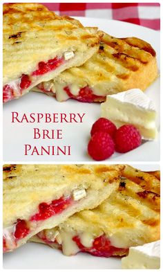 raspberry brie panini is cut in half