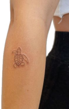 a small turtle tattoo on the arm