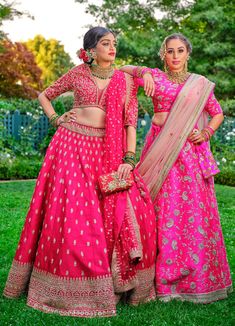 Add a small burst of shade for your wardrobe with this sensual hot pink colored silk lehenga choli. The lehenga is beautified with sequin embellishments which makes this attire look even more chic ! Color -Hot Pink Fabric & Work Style -- Silk lehenga with sequin embellishments.- blouse with sequin embellishments. Details -- Assured quality.- Wash care instruction: Dry clean only.- Slight variation in color is possible due to digital photography. Pink Choli With Dupatta, Pink Dola Silk Anarkali Set, Art Silk Lehenga With Chandbali Shape, Pink Raw Silk Choli For Navratri, Pink Chandbali Set With Mirror Work, Pink Art Silk Choli For Reception, Pink Traditional Drape Choli For Designer Wear, Pink Choli With Resham Embroidery In Traditional Drape, Pink Floor-length Lehenga For Reception