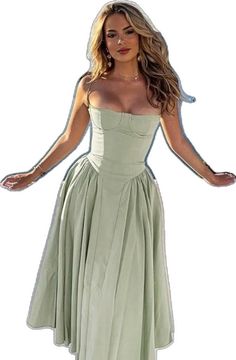 Fitted Green A-line Strapless Dress, Solid Dress With Pleated Bodice And Sweetheart Neckline, Summer Fitted Sleeveless Bridesmaid Dress, Green Summer Corset Dress With Sweetheart Neckline, Green Fitted Sleeveless Corset Dress, Spring Sleeveless Bridesmaid Dress, Spring Sleeveless Fitted Bridesmaid Dress, Spring Fitted Sleeveless Bridesmaid Dress, Green Corset Dress With Spaghetti Straps