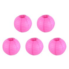 six pink paper lanterns arranged in a circle