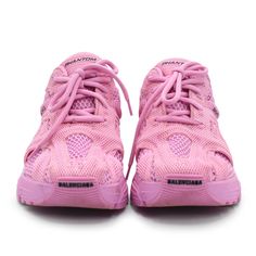 Balenciaga 'Phantom' sneakers in pink. Features frayed mesh design, monochrome pink laces, 'Phantom' logo in black on tongue and outer upper sole, and a chunky sole. Include dust bag. Brand = Balenciaga Condition = 9/10, like new, tried on condition Size = Women's 35 EU Material = Rubber, Mesh SKU = 13161-8 Mesh Design, Bag Brand, Pink Lace, 9 And 10, Womens Sneakers, Balenciaga, North America, Dust Bag, Like New