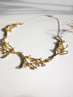 Gold Branch Necklace Twig Bib Collar Nature Lover Gift - Etsy Whimsical Adjustable Gold Necklace, Adjustable Gold Nature-inspired Necklace, Fairy Choker, Esty Finds, Forest Jewelry, Gold Branches, Elven Jewelry, Branch Necklace, Bib Collar