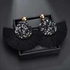 New! Color Is Black #41 Jewelry Boho Spirit Gold Silver Trendy Fashion Bracelet Earrings Rhinestone Crystal Pearl Accessories Hair Clip Comb Choker Acrylic Headband Bow Statement Baroque Adjustable Bohemian Crystal Earrings For Party, Black Crystal Party Earrings, Adjustable Crystal Earrings For Party, Trendy Black Crystal Jewelry, Black Metal Crystal Earrings For Party, Black Party Jewelry With Bling, Acrylic Headband, Headband Bow, Pearl Accessories