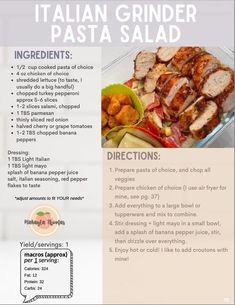 the instructions for how to make italian grinder pasta salad with meats and vegetables