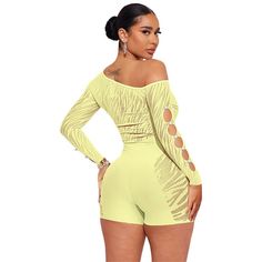 Enhance your wardrobe with this Off Shoulder Mesh Rompers. This stylish women's romper features a slash neck, off shoulder design and is made of mesh fabric for an alluring look. Available in black, pink, white, and yellow, sizes S-XXL. Perfect for a night out at the club. SPECIFICATIONS Waist: High Waist Type: Playsuits Thickness: STANDARD Style: Sexy & Club Release Date: Spring 2023 Place Of Origin: China (Mainland) Pattern Type: Solid Pattern: STRAIGHT Origin: Mainland China Material: Polyest Mesh Romper, Off Shoulder Design, Party Rompers, Mesh Bodysuit, Banana Split, Black White Pink, The Club, Rompers Women, Stylish Women