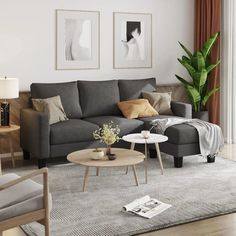 a living room with two couches and a coffee table in front of a window