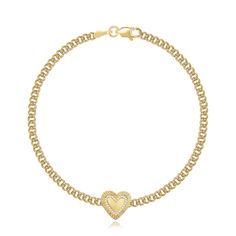 Fluted Pave Outline Heart Cuban Bracelet Gold-plated Tarnish-resistant Cuban Link Bracelet, Yellow Gold Heart-shaped Jubilee Bracelet, Elegant Gold-plated Cuban Link Bracelet, Gold-plated Cuban Link Jubilee Bracelet, Valentine's Day Yellow Gold-plated Heart Bracelet, Bracelet Materials, Cuban Bracelet, Necklace Length Guide, Bracelet Size Chart