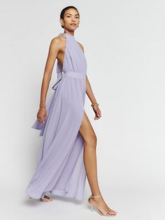 Petites Andee Dress Lilac Dress Outfit, Garden Party Attire, Wedding Dress Code, Lilac Bridesmaid Dresses, Purple Maxi, Wedding Guest Attire, Bridesmaid Dress Ideas, Halter Gown, Event Dress